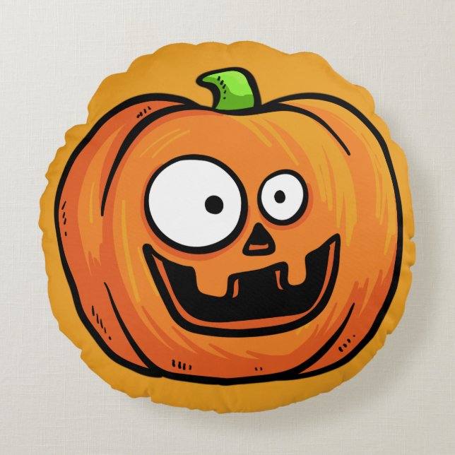 Halloween Pumpkins runda kudde 4 (Framsidan)