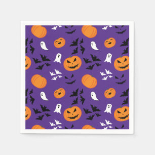 Halloween pumpkins spöken fladdermus roligt lila m pappersservett