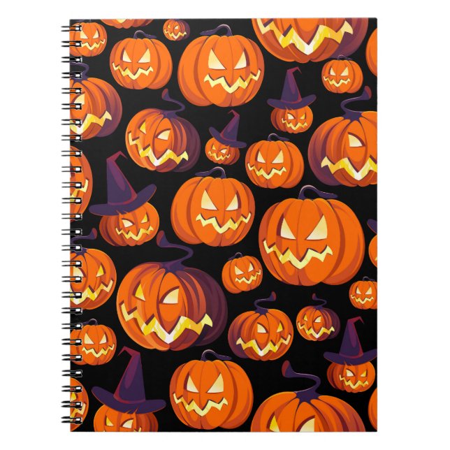 Halloween Pumpkins: Spooky Seamless Mönster. Anteckningsbok (Framsidan)