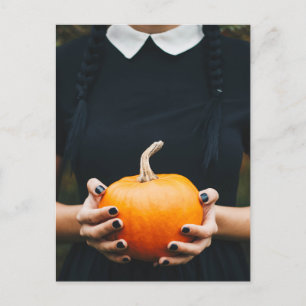 Halloween-pumpkins svarta klänning helg vykort