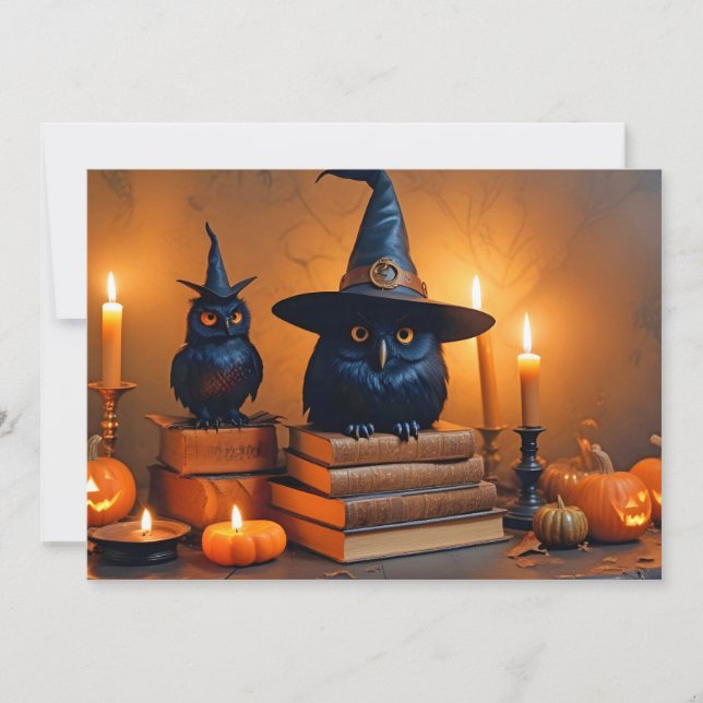 Halloween Pumpkins Uggla Cute Spooky Festive Magic Inbjudningar (Framsida)