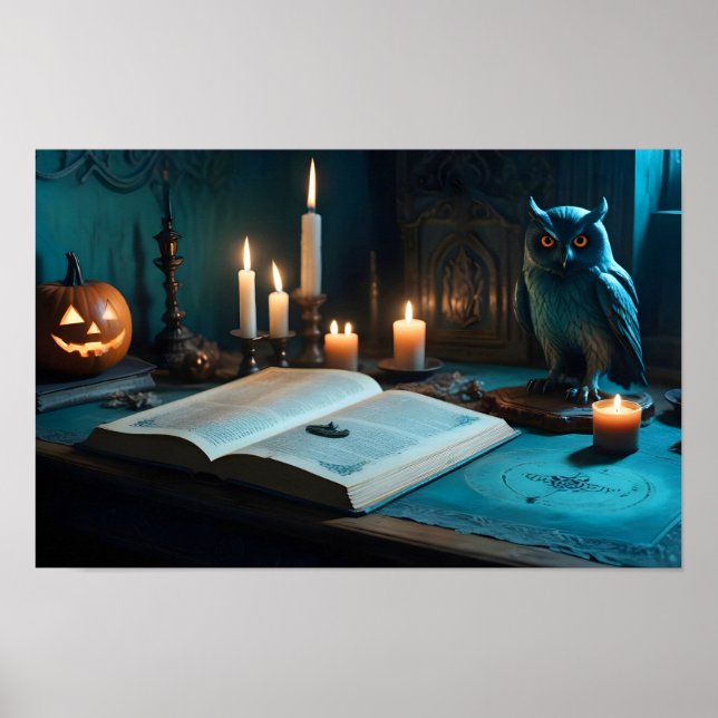 Halloween Pumpkins Uggla Cute Spooky Festive Magic Poster (Framsidan)