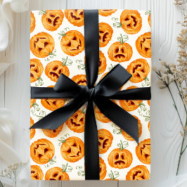 Halloween Pumpkins Vintage Watercolor Mönster Presentpapper