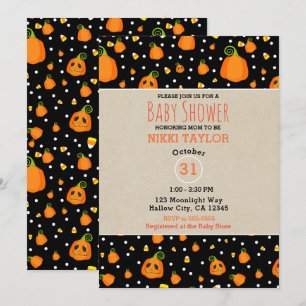 Halloween Pumpkins Whimsical Baby Shower Inbjudningar