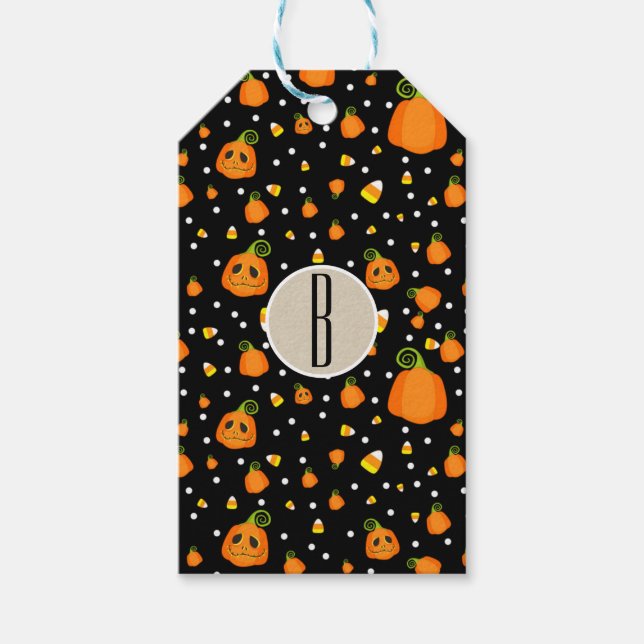 Halloween Pumpkins Whimsical Party Favor Presentetikett (Framsidan)