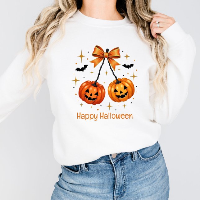 Halloween-pumpor Coquette-estetik Orange slinga T Shirt (Halloween Pumpkins Orange Bow Coquette Aesthetic Personalized Sweatshirt for her)