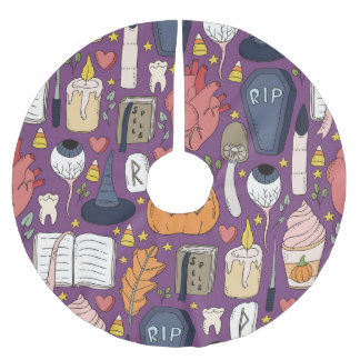 Halloween-pumpor, häxaktig, sömlös mönster. julgransmatta borstad polyester