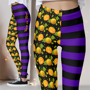 Halloween-pumpor jack o lantern trick eller teater leggings