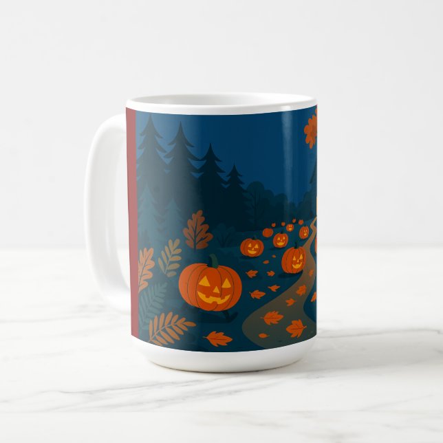 Halloween-pumpor jakt på gator kaffemugg (Framsida vänster)