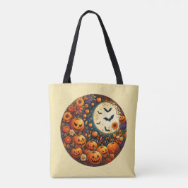 Halloween-pumpor, måne & fladdermöss Totebag Tygkasse