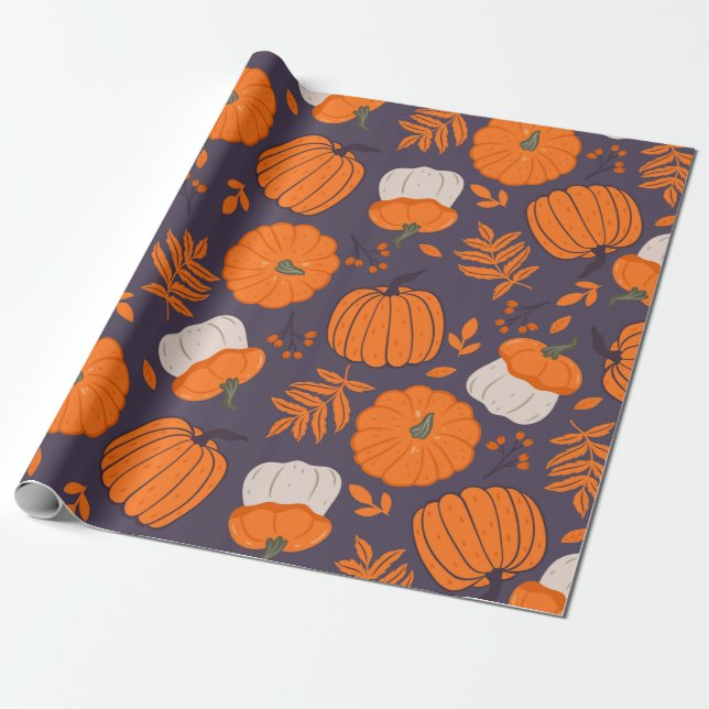 Halloween pumpor mönster presentpapper (Utrullad)