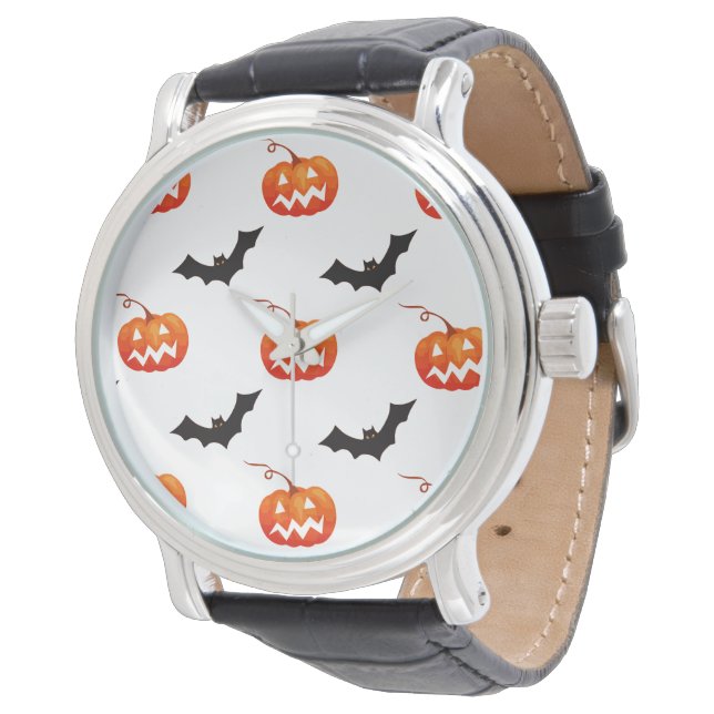 Halloween-pumpor och fladdermöss, Bus eller godis, Armbandsur (Vinklad)