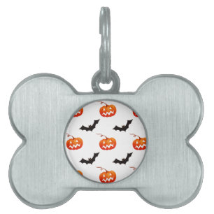 Halloween-pumpor och fladdermöss, Bus eller godis, ID-bricka Husdjur
