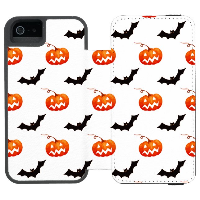Halloween-pumpor och fladdermöss, Bus eller godis, Incipio iPhone Wallet Skal (Folio Öppen)