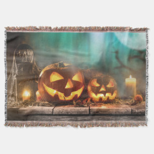 Halloween-pumpor och fladdermöss filt