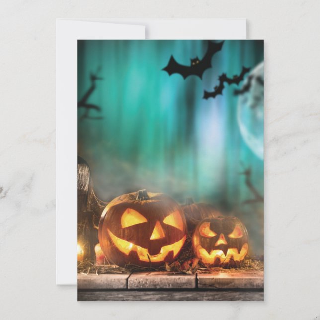 Halloween-pumpor och fladdermöss inbjudningar (Framsida)