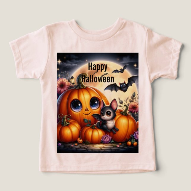 Halloween-pumpor och fladdermöss t shirt (Design Framsida)