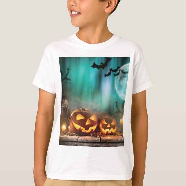 Halloween-pumpor och fladdermöss t shirt (Framsida)
