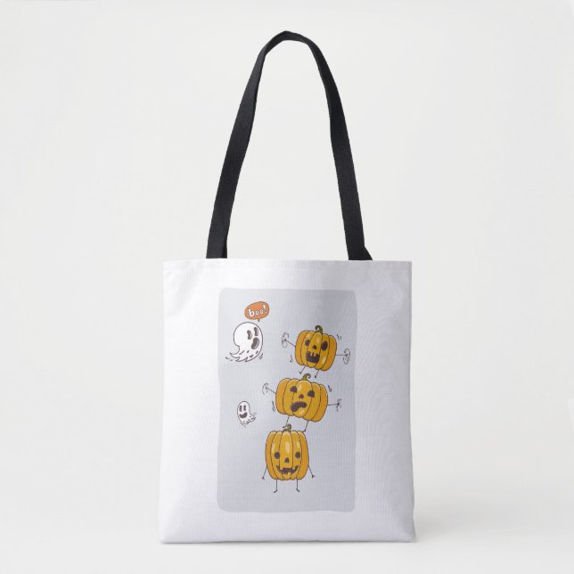 Halloween-pumpor och spöken shoppingväska tygkasse (Framsida)