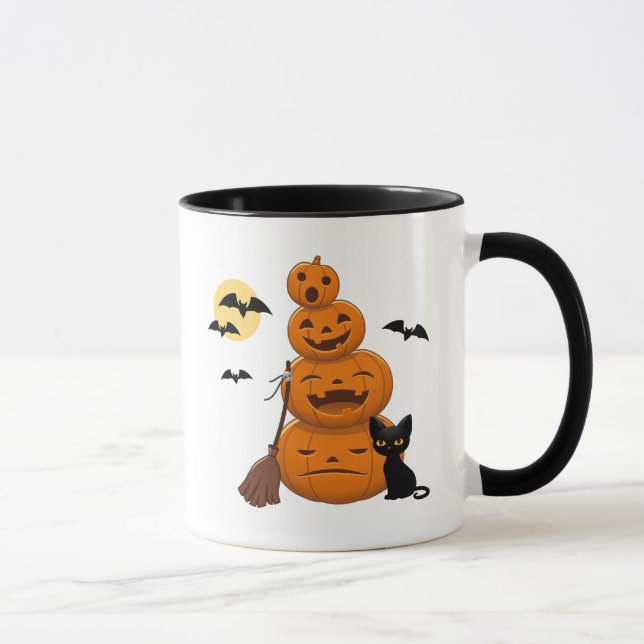 Halloween-pumpor och svart katt mugg (Höger)