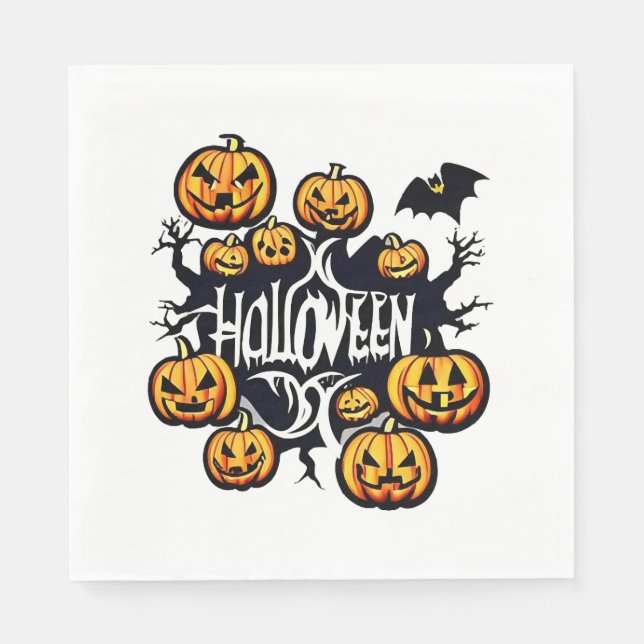 Halloween pumpor pappersservett (Framsidan)