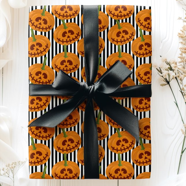 Halloween-pumpor Ränder Jack O'Lanterns Mönster Presentpapper (Skapare uppladdad)