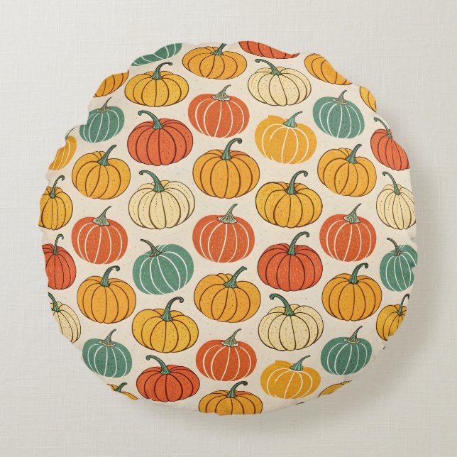 Halloween-pumpor Rund Kudde (Framsidan)