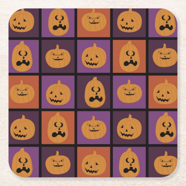 Halloween pumpor underlägg papper kvadrat (Framsidan)