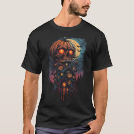 Halloween-pumpskalle med ondskefullt glödande ögon t shirt