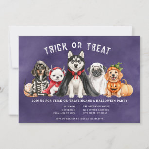 Halloween Puppies Bus eller godis Party bjudande i Inbjudningar