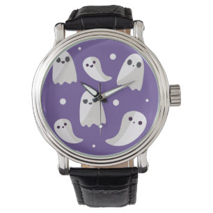 Halloween purpurfärgat gulligt spökemönster armbandsur