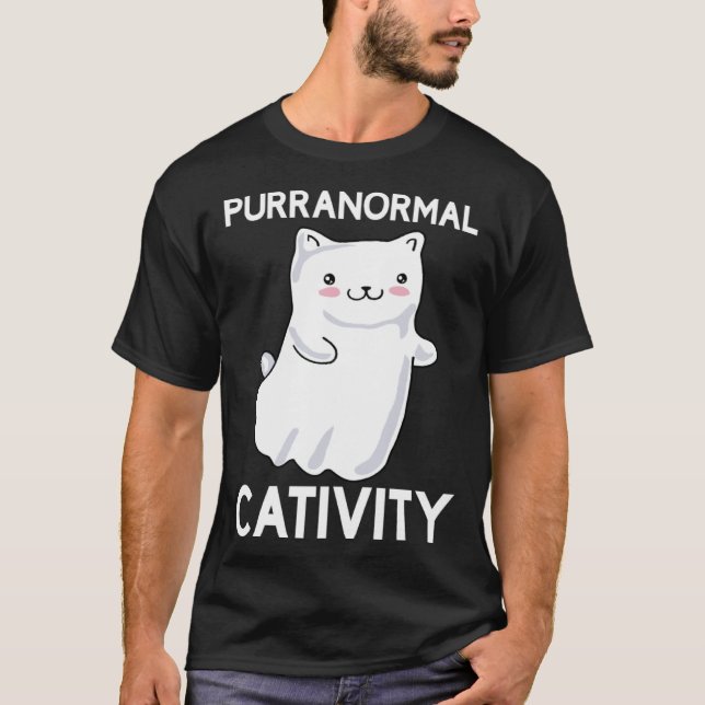 Halloween  Purranormal Cativity Ghost Cat T Shirt (Framsida)