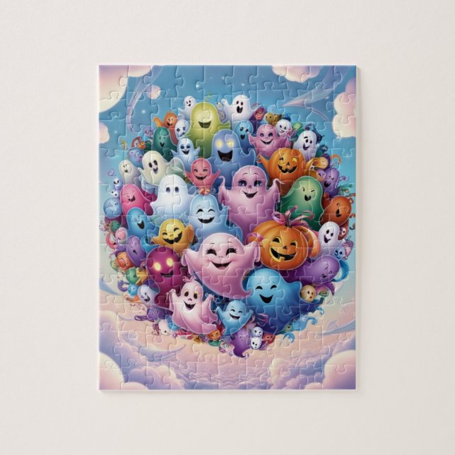 Halloween Puzzle Party: Spooky Roligt för alla! Pussel (Vertikal)