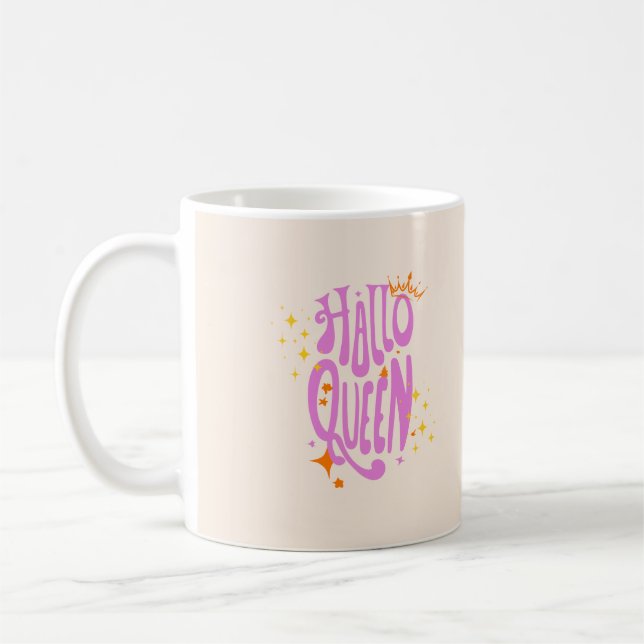 Halloween Queen, HalloQueen, Retro Halloween Art Kaffemugg (Vänster)