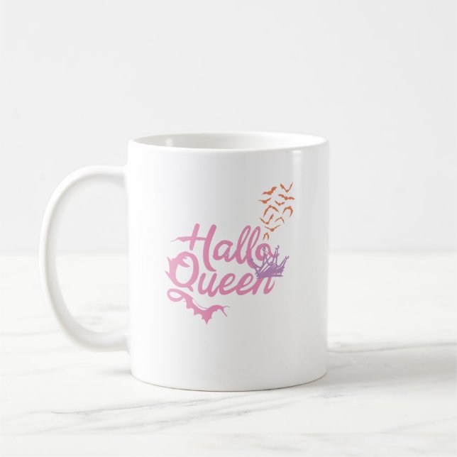 Halloween Queen, HalloQueen, Retro Halloween Art Kaffemugg (Vänster)