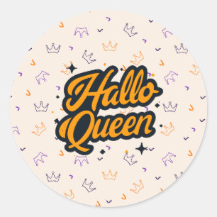 Halloween Queen, HalloQueen, Retro Halloween Art Runt Klistermärke