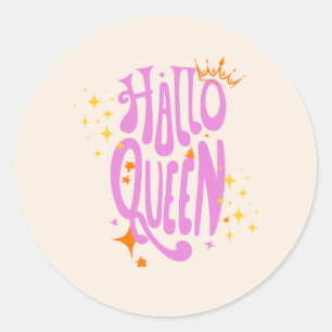 Halloween Queen, HalloQueen, Retro Halloween Art Runt Klistermärke