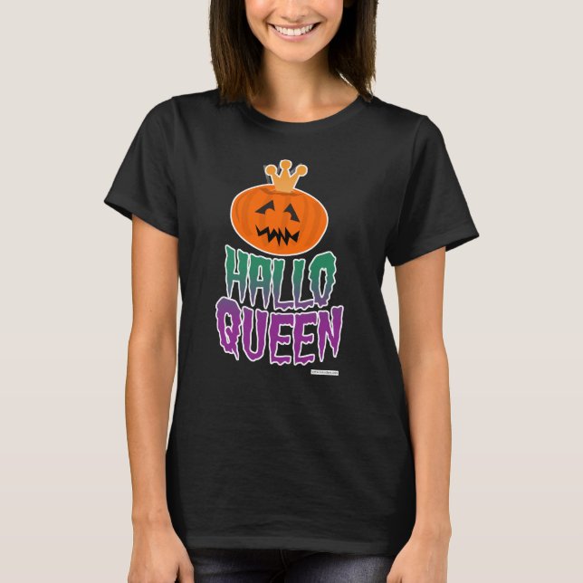 Halloween Queen Illustrated Tecknad Stil Slogan T Shirt (Framsida)