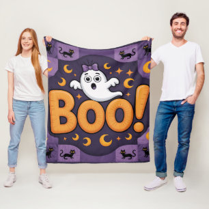 Halloween Quilt, Fleece Blanket-Boo!