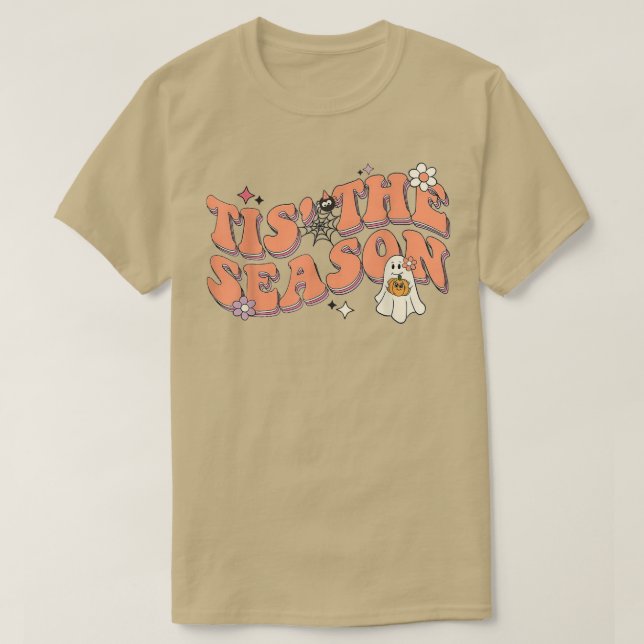 Halloween quotes groovy ghost tis the season spook t shirt (Design framsida)