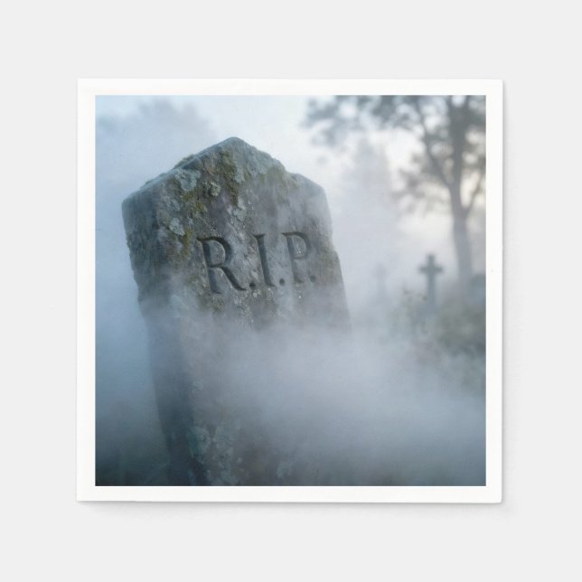 Halloween R.I.P. Gravsten i dimma Pappersservett (Framsidan)