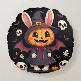 Halloween Rabbit Round Pillow Rund Kudde