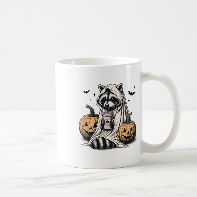 Halloween Raccoon Ghost Kaffemugg (Höger)
