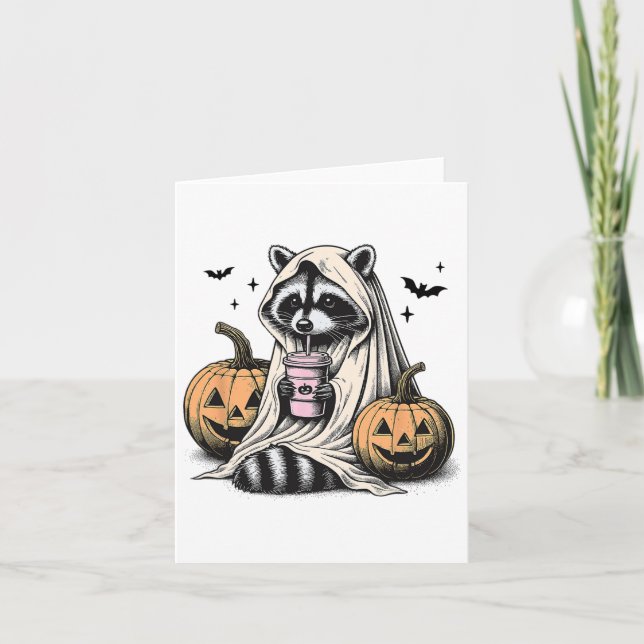 Halloween Raccoon Ghost Kort (Framsida)