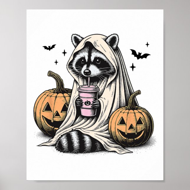 Halloween Raccoon Ghost Poster (Framsidan)