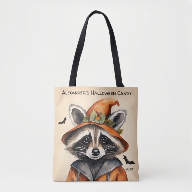 Halloween Raccoon Personlig Tygkasse (Framsida)