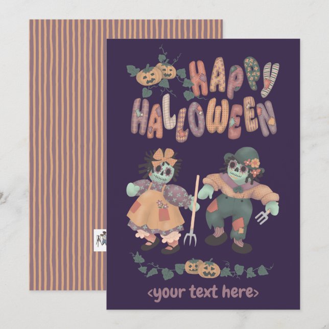 Halloween Rag Doll Zombies (4) - Välkomstkort Julkort (Fram/baksida)