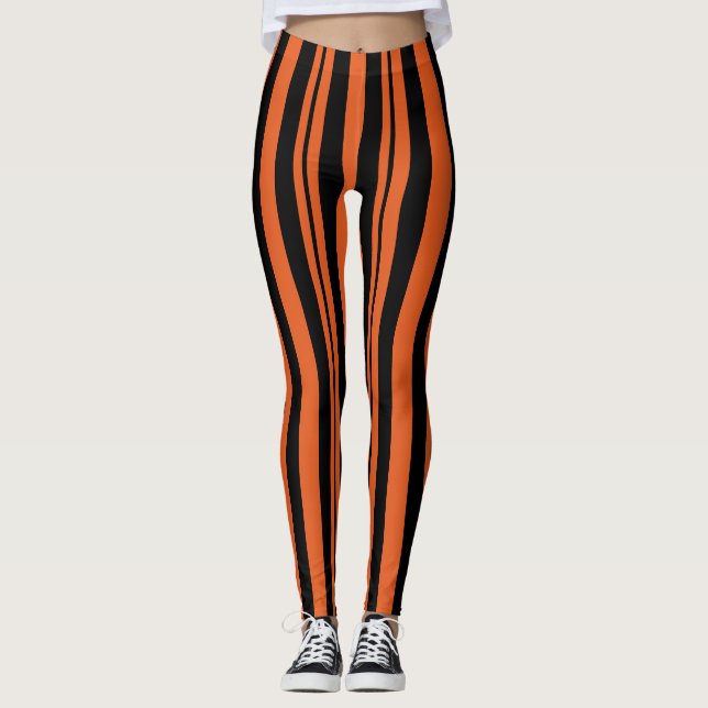 Halloween Rand Orange och Black Leggings (Framsida)