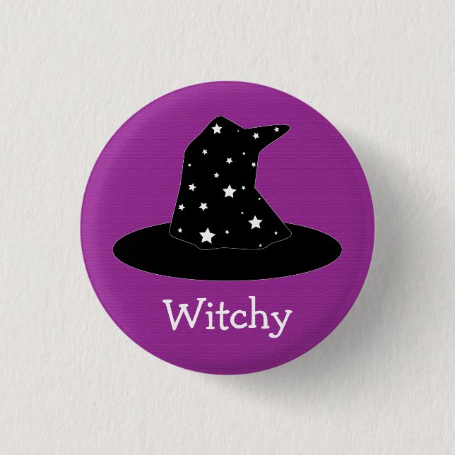 Halloween Rand Witch Hat Button Knapp (Framsida)