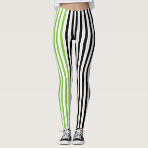 Halloween-ränder Lila Grön Svart Orange Leggings